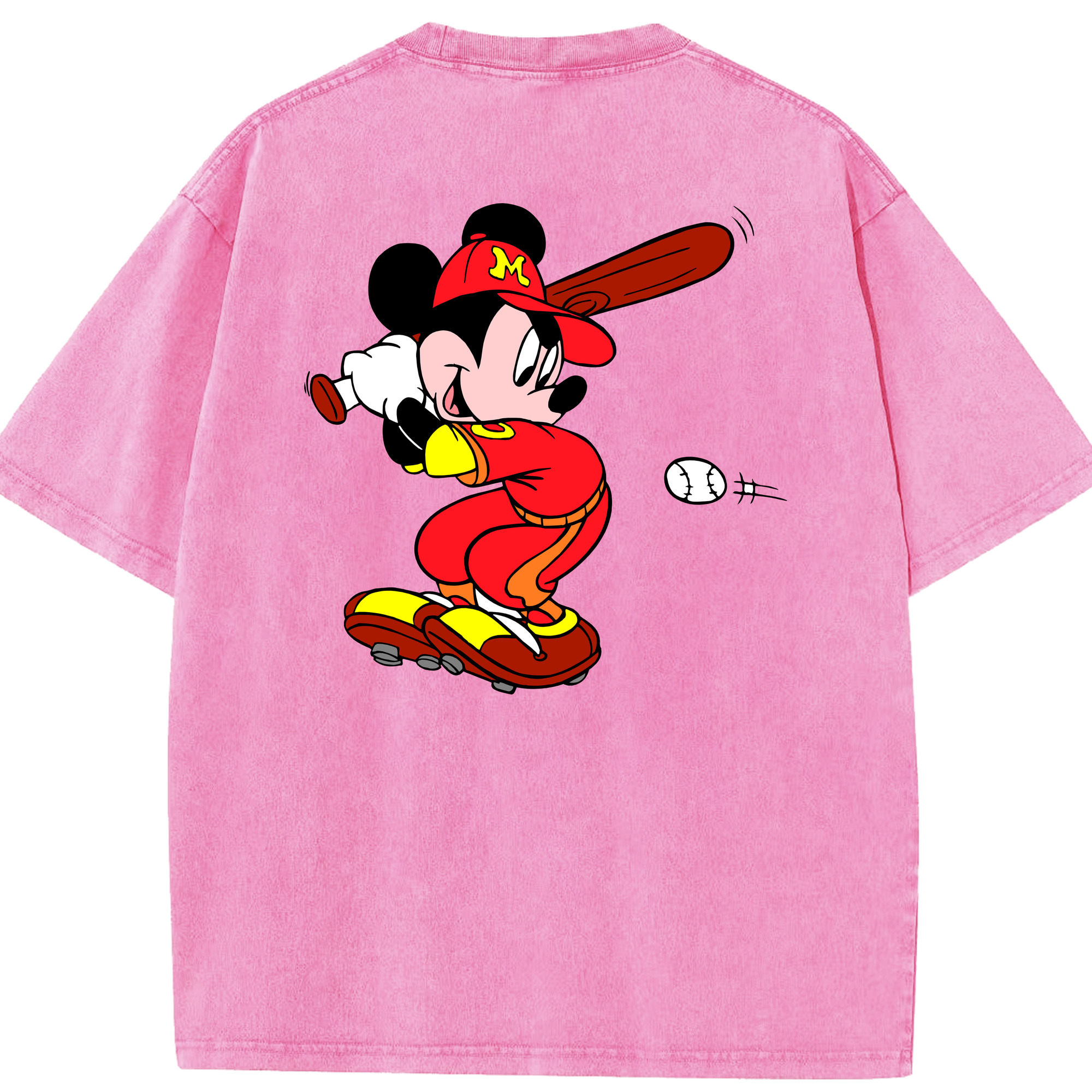 （画像用） ミッキーマウス Mickey Mouse 綿100% ヴィンテージ風 半袖Tシャツ（背面プリント）